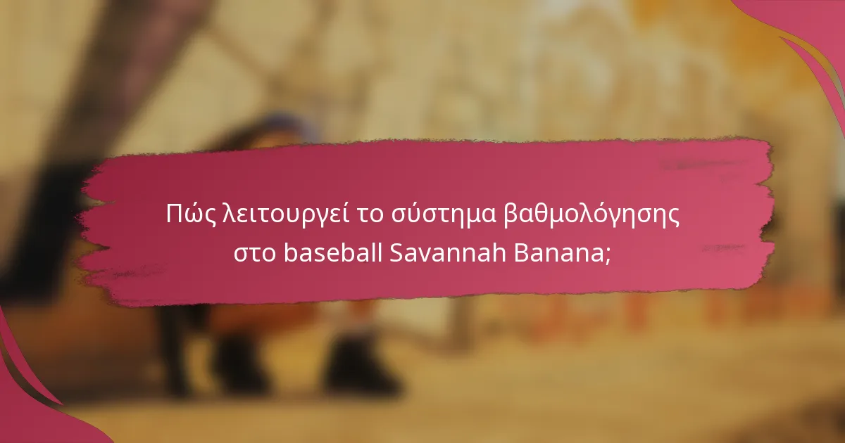 Πώς λειτουργεί το σύστημα βαθμολόγησης στο baseball Savannah Banana;
